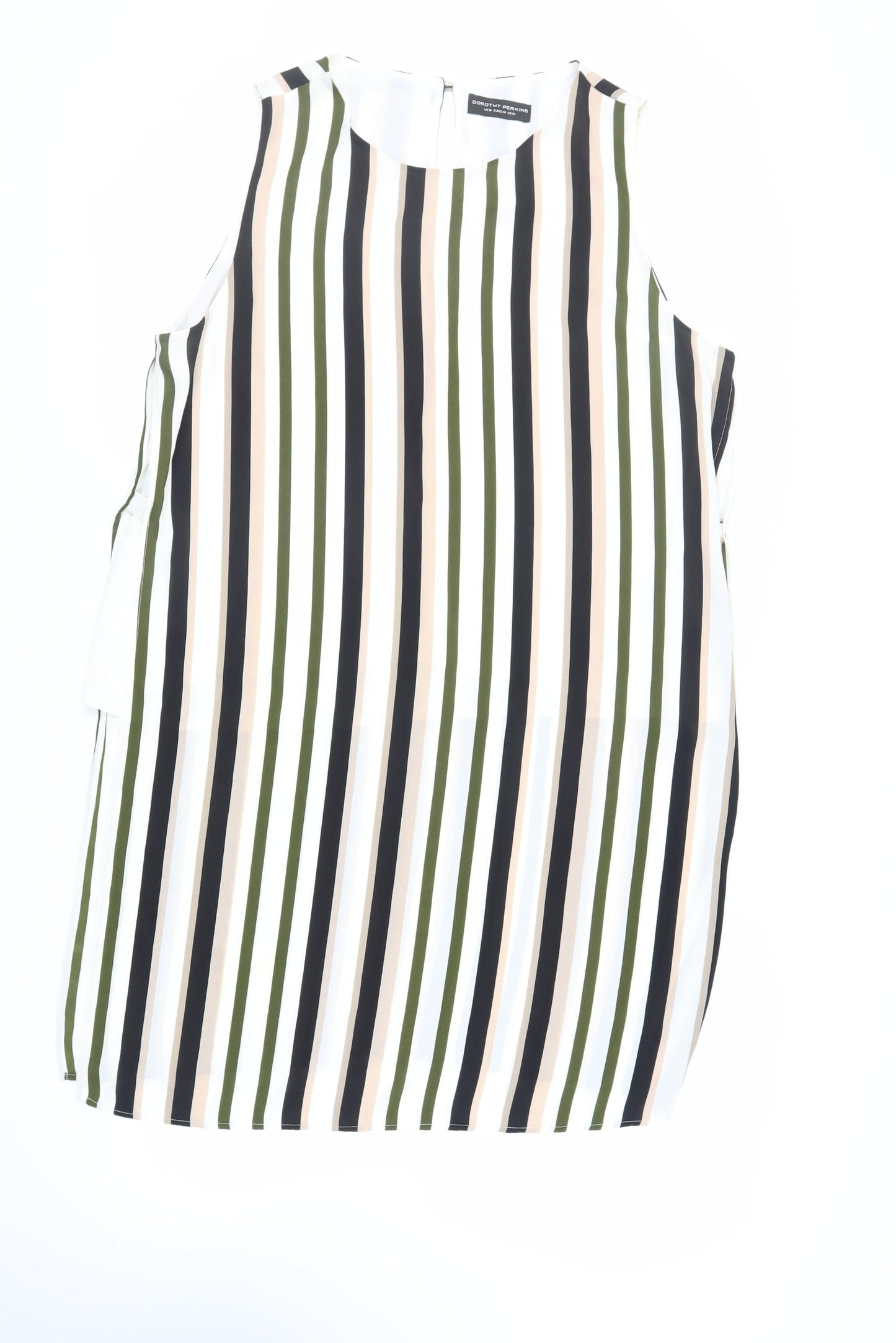 Dorothy Perkins Womens Ivory Striped Polyester Tunic Blouse Size 20 Round Neck - Side Slits