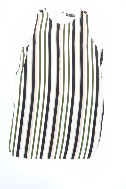 Dorothy Perkins Womens Ivory Striped Polyester Tunic Blouse Size 20 Round Neck - Side Slits