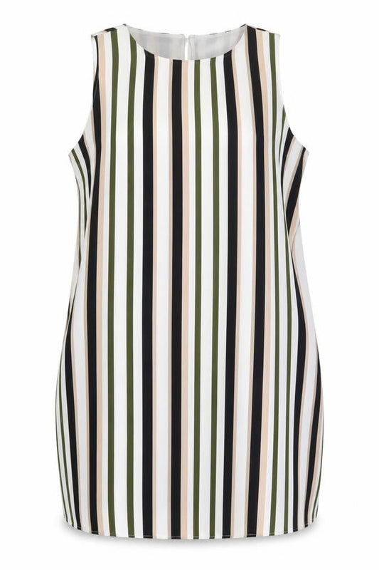 Dorothy Perkins Womens Ivory Striped Polyester Tunic Blouse Size 20 Round Neck - Side Slits