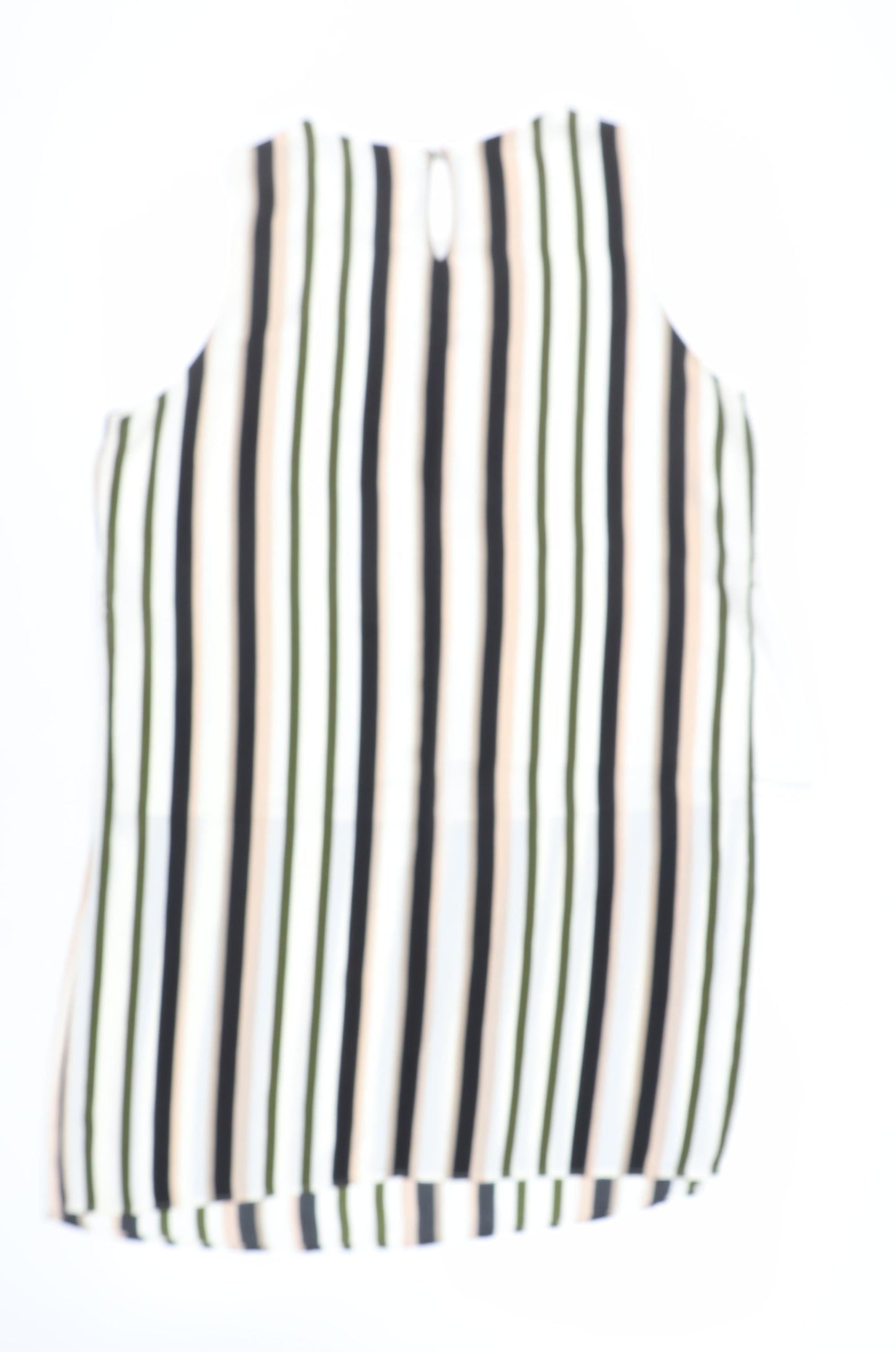 Dorothy Perkins Womens Ivory Striped Polyester Tunic Blouse Size 20 Round Neck - Side Slits