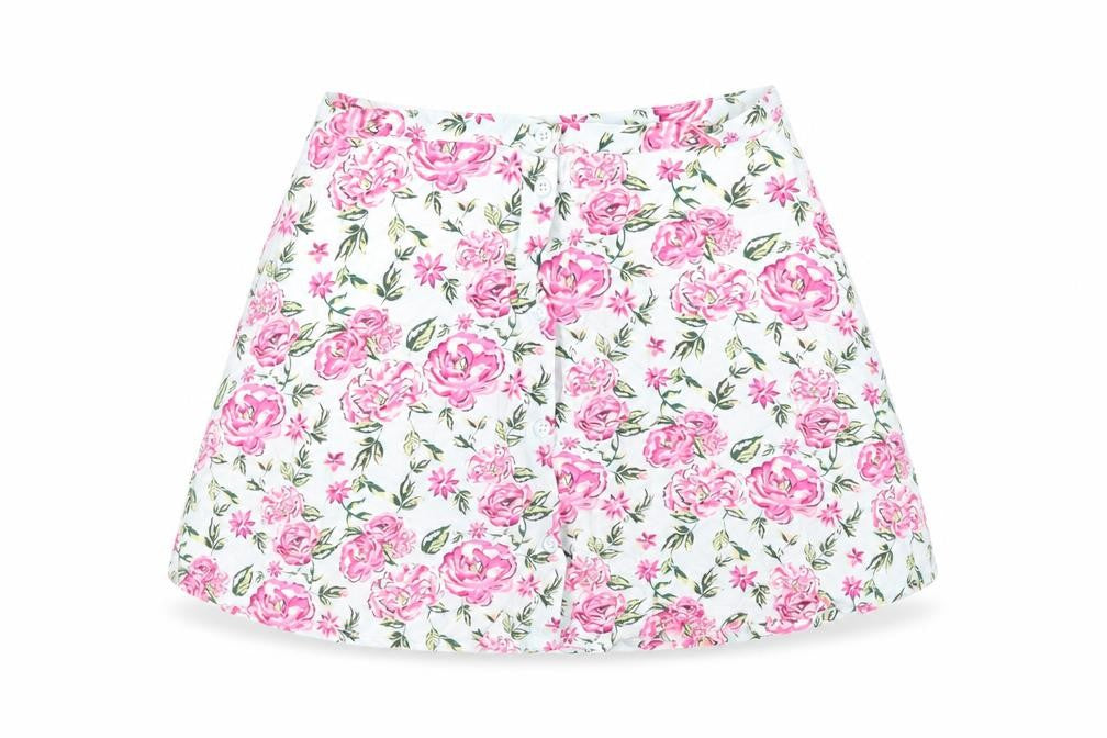 Divided by H&M Womens Green Floral Viscose Mini Skirt Size 8 Button