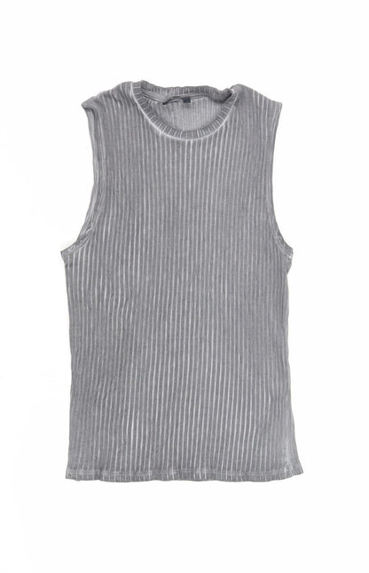 Additional front view of ASOS women’s grey cotton basic tank, size M, crew neck - ribbed