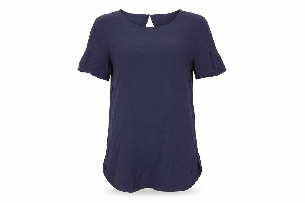H&M Womens Blue Viscose Basic Blouse Size 8 Round Neck