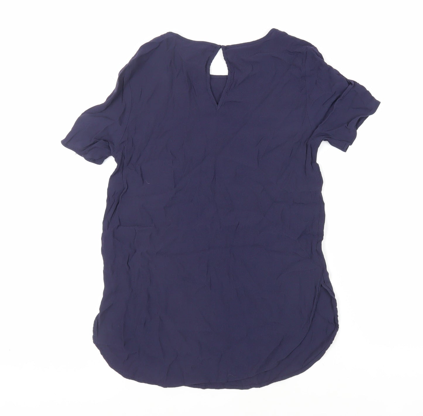 H&M Womens Blue Viscose Basic Blouse Size 8 Round Neck