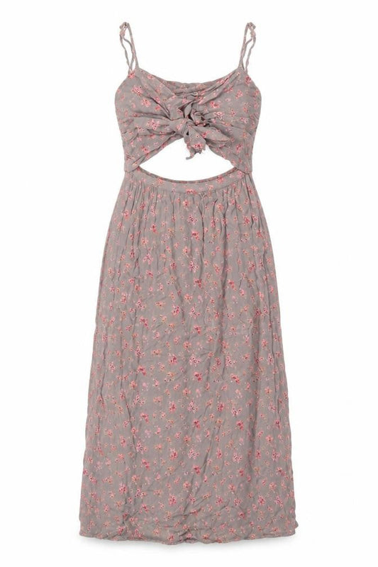 Flynn Skye Womens Brown Floral Polyester Slip Dress Size M Sweetheart Zip - Cut Out Detail