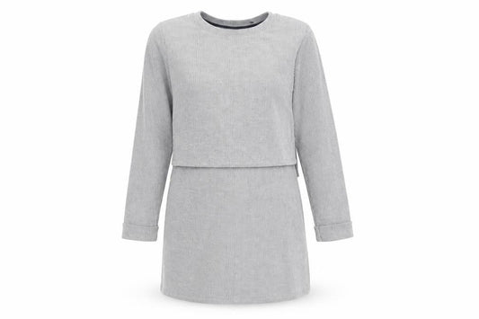 Topshop Womens Grey Striped Acrylic Jumper Dress Size 8 Crew Neck Pullover - Layered