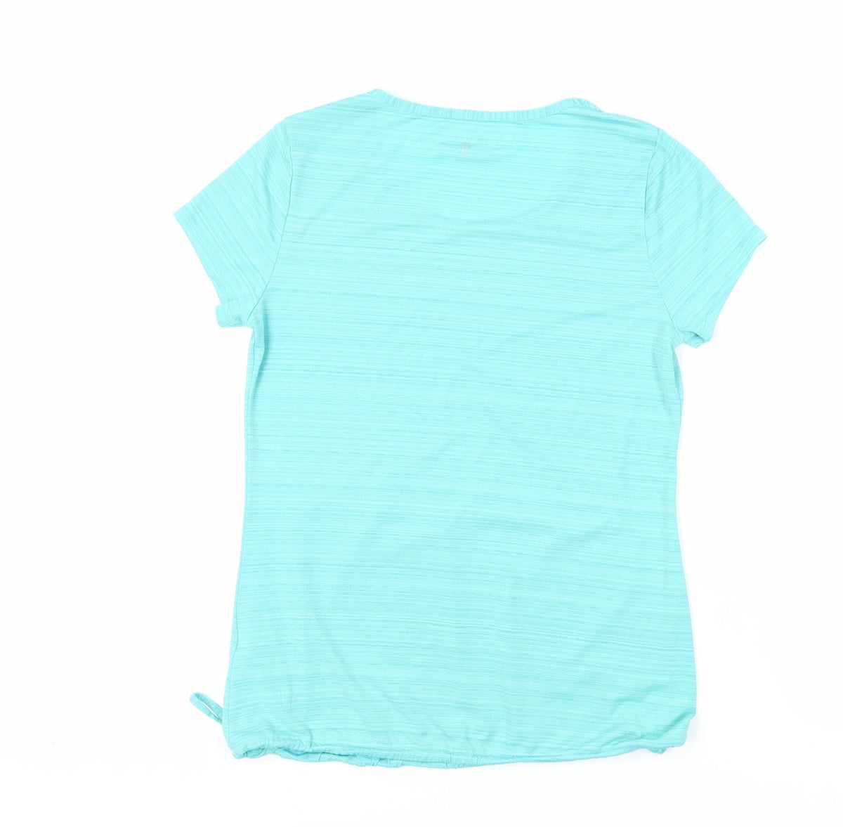 Marks & Spencer Womens Green Striped Polyester Basic T-Shirt Size 8 Round Neck - Gym Workout Running