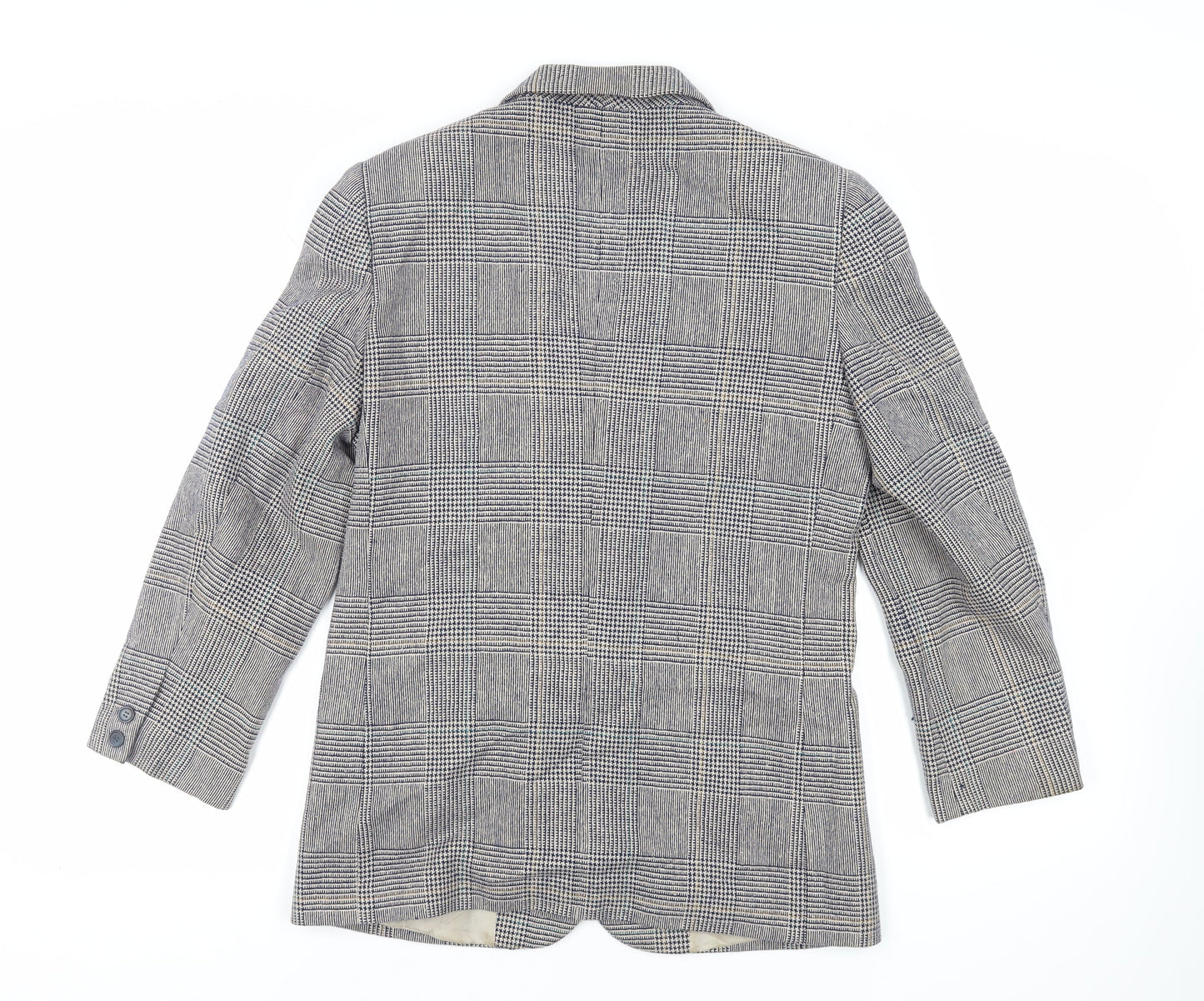 St Michael Womens Grey Plaid Jacket Blazer Size 10 Button - Vintage