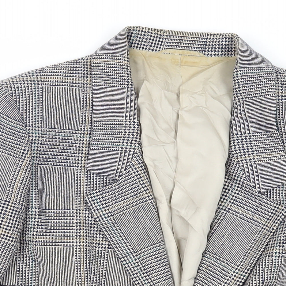 St Michael Womens Grey Plaid Jacket Blazer Size 10 Button - Vintage