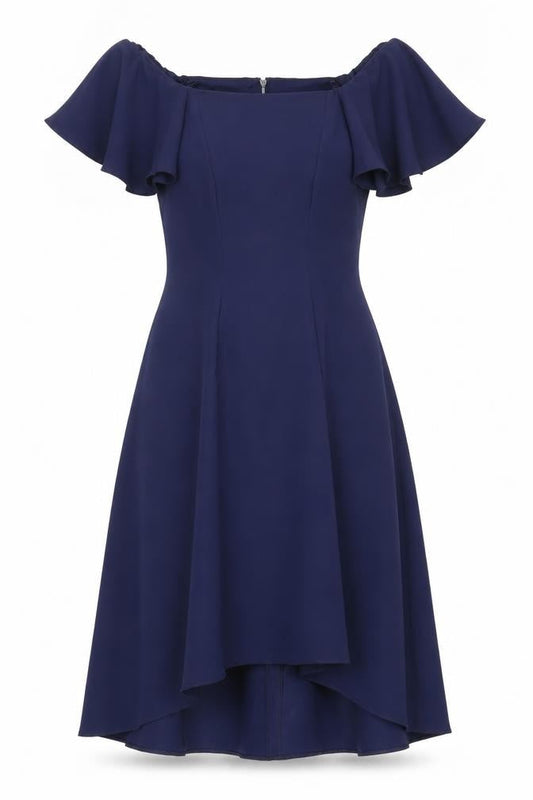 Coast Womens Blue Polyester Fit & Flare Size 6 Off the Shoulder Zip