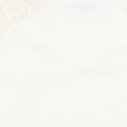Marks & Spencer Womens White Polyester Basic Blouse Size 18 Round Neck - Lace Detail