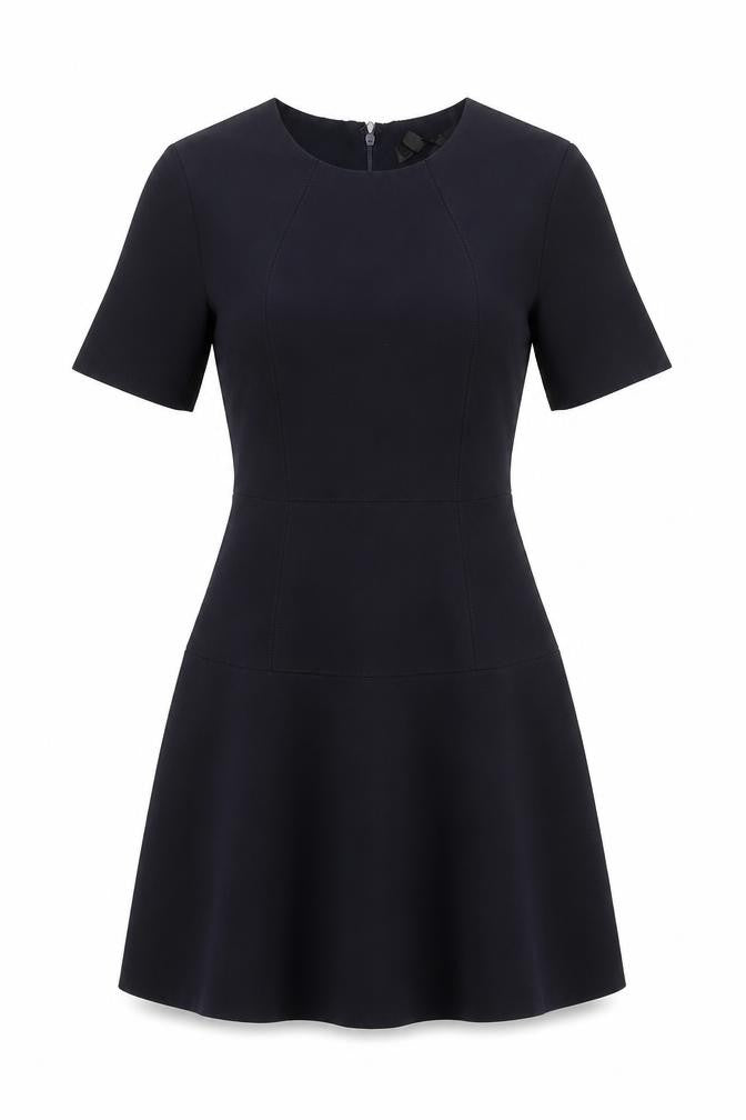 Topshop Womens Blue Polyester Fit & Flare Size 10 Round Neck Zip