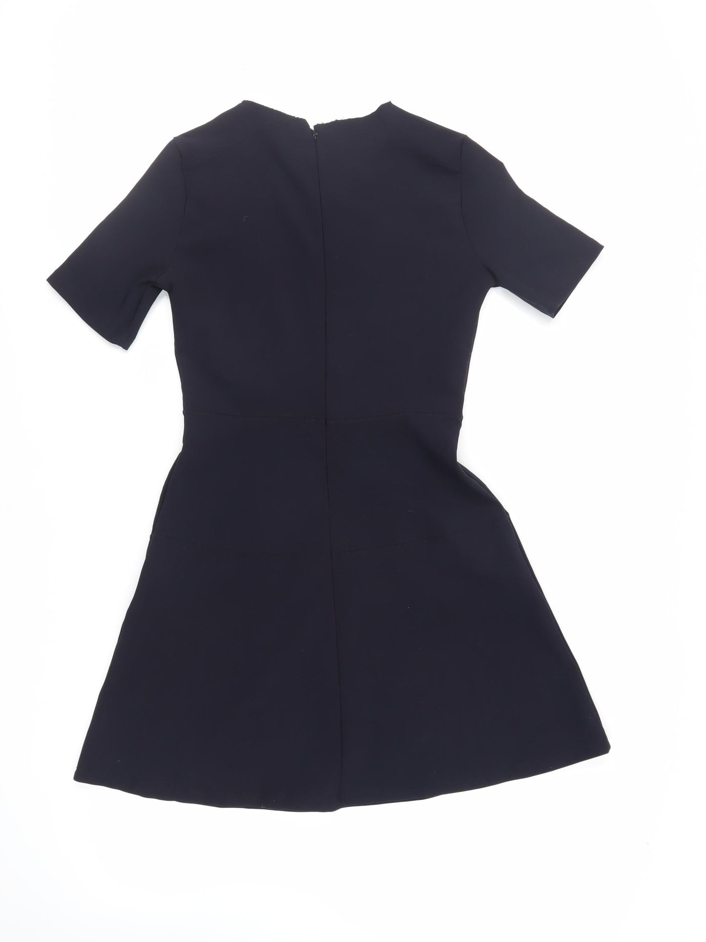 Topshop Womens Blue Polyester Fit & Flare Size 10 Round Neck Zip
