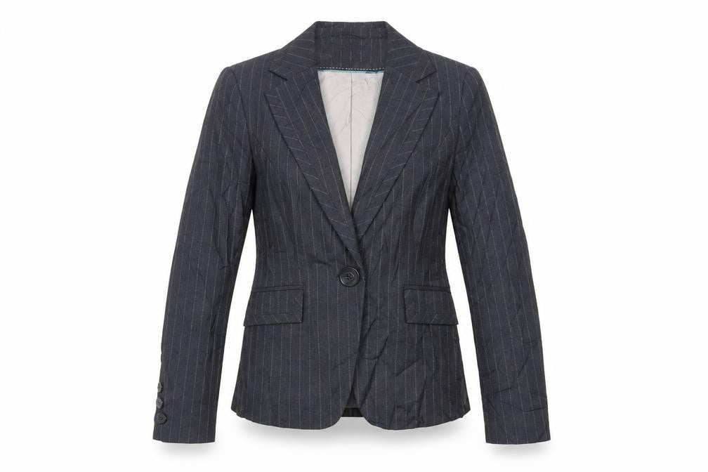Debenhams Womens Black Striped Jacket Blazer Size 6 Button