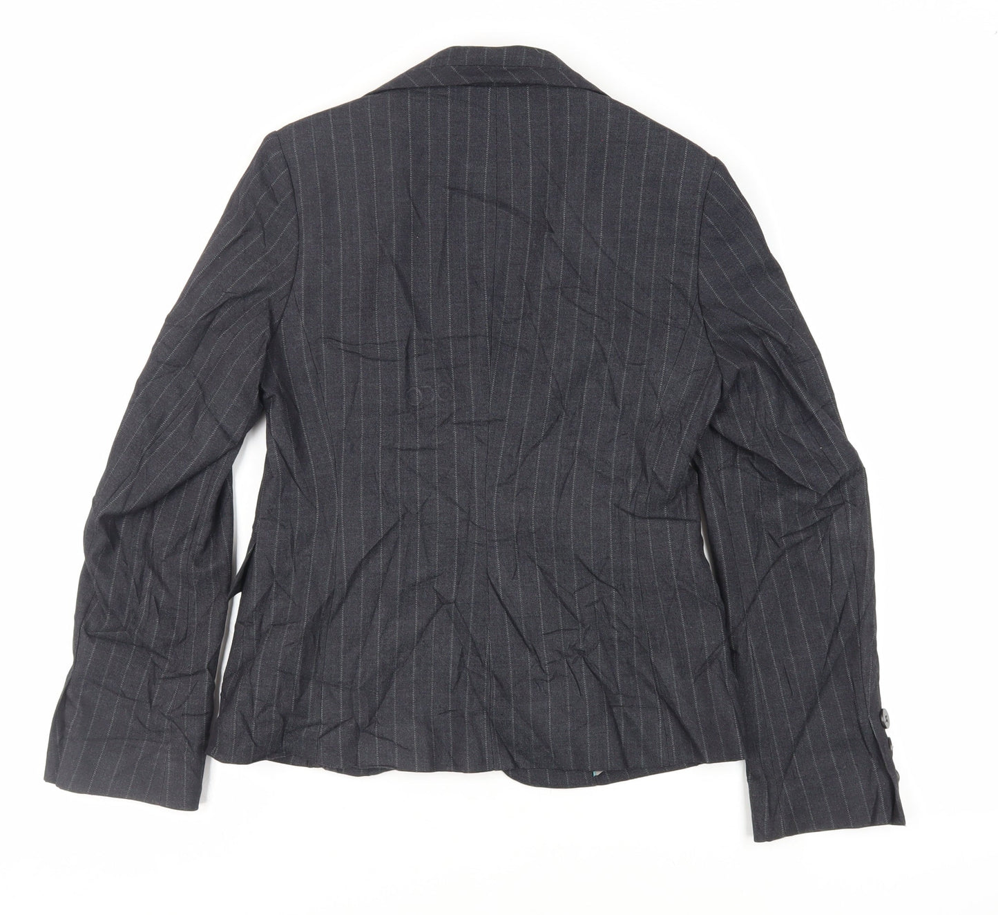 Debenhams Womens Black Striped Jacket Blazer Size 6 Button