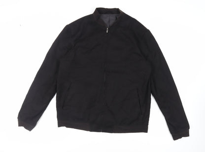 Next Mens Black Bomber Jacket Jacket Size L Zip