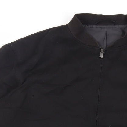 Next Mens Black Bomber Jacket Jacket Size L Zip