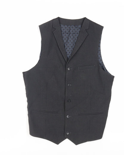 Additional front view of ASOS men’s grey polyester jacket suit waistcoat, size 38, regular
