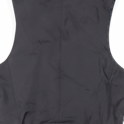 Brand and care label for ASOS men’s grey polyester jacket suit waistcoat, size 38, regular