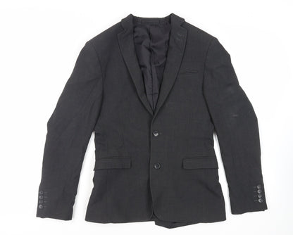 Additional front view of ASOS men’s grey polyester jacket suit jacket, size 38, regular