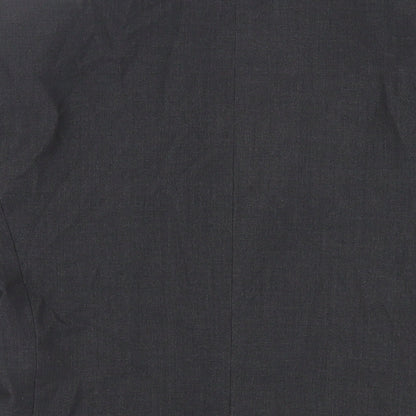 Brand and care label for ASOS men’s grey polyester jacket suit jacket, size 38, regular
