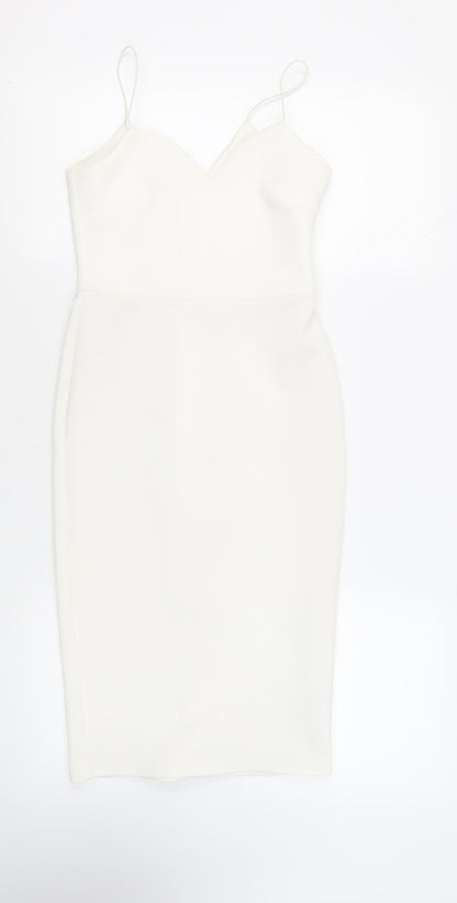 Additional front view of ASOS women’s white polyester sheath, size UK 8, sweetheart pullover