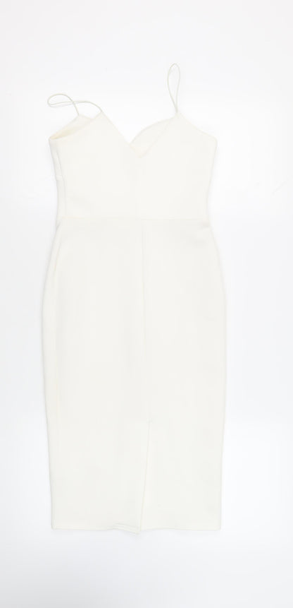 Back view of ASOS women’s white polyester sheath, size UK 8, sweetheart pullover