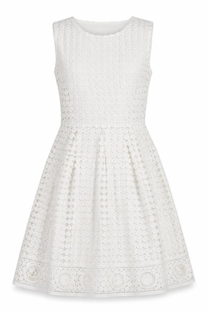 Voluez Vous Womens White Polyester A-Line Size M Round Neck