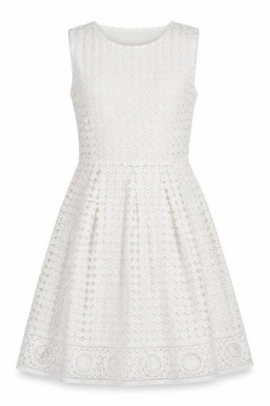 Voluez Vous Womens White Polyester A-Line Size M Round Neck