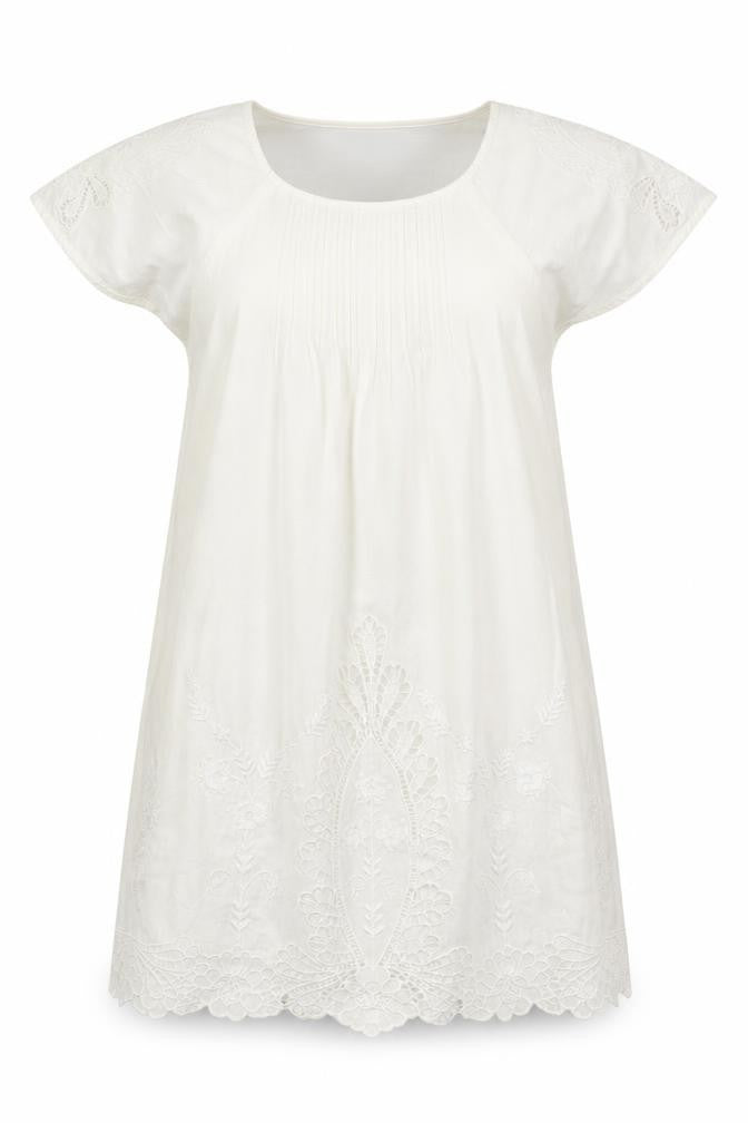 French Connection Womens White 100% Cotton Shift Size 8 Round Neck
