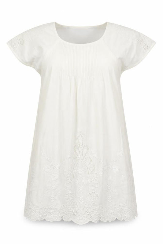 French Connection Womens White 100% Cotton Shift Size 8 Round Neck
