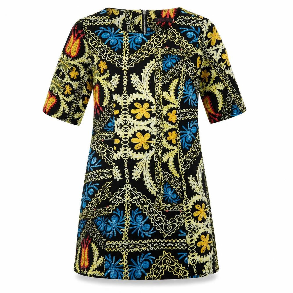 Tenki Womens Multicoloured Geometric Polyester Shift Size 12 Boat Neck