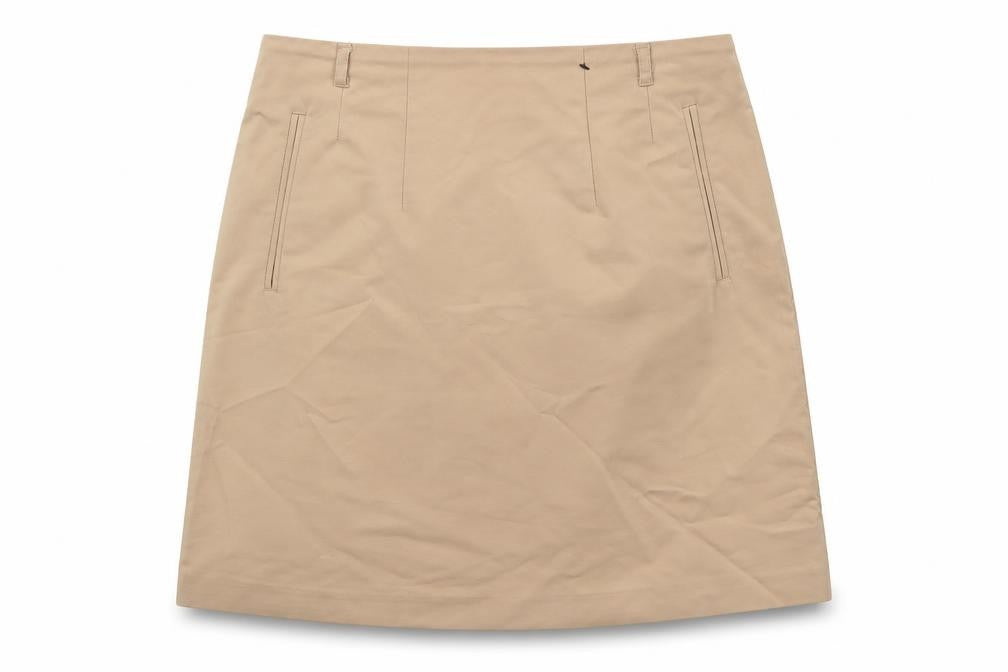 H&M Womens Beige Cotton Mini Skirt Size 8 Zip