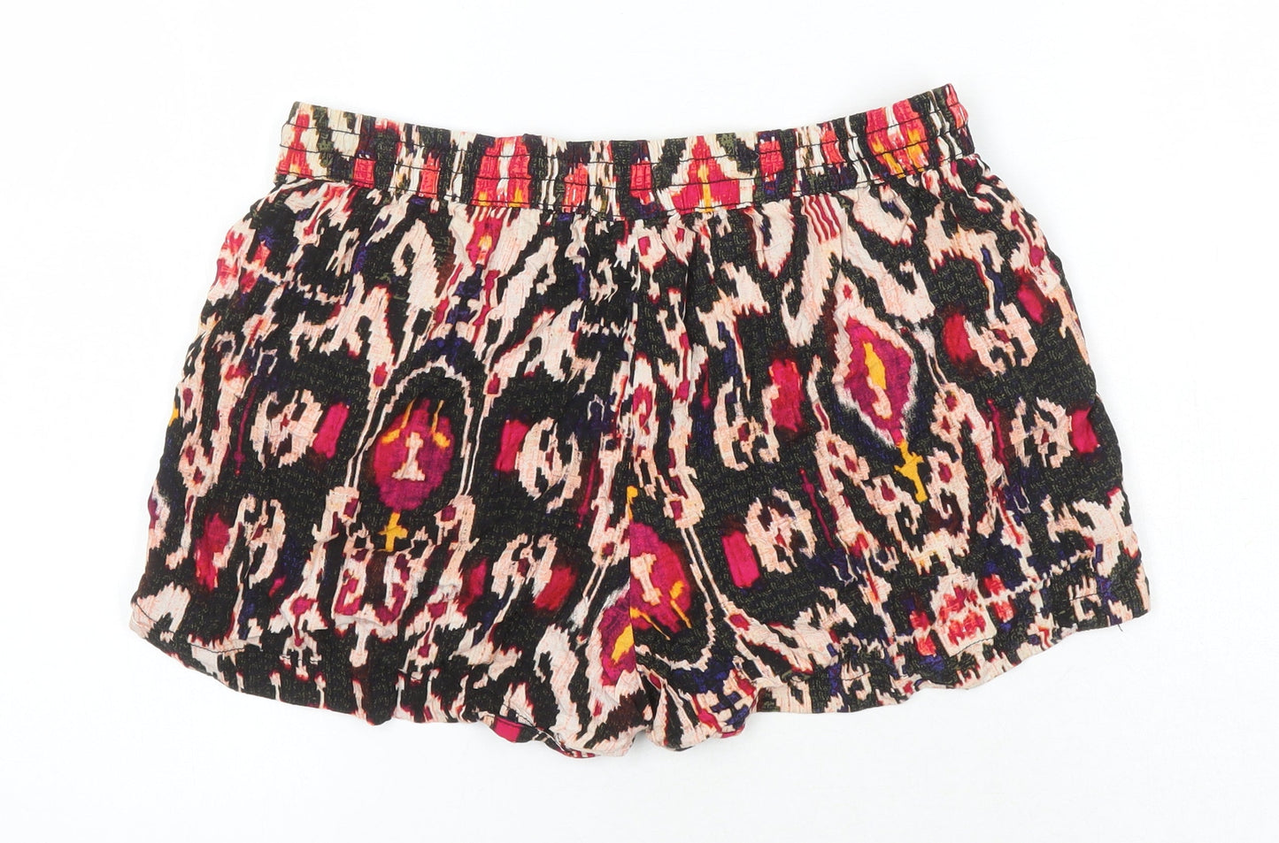 ANNA Womens Multicoloured Geometric Viscose Blend Basic Shorts Size S Regular