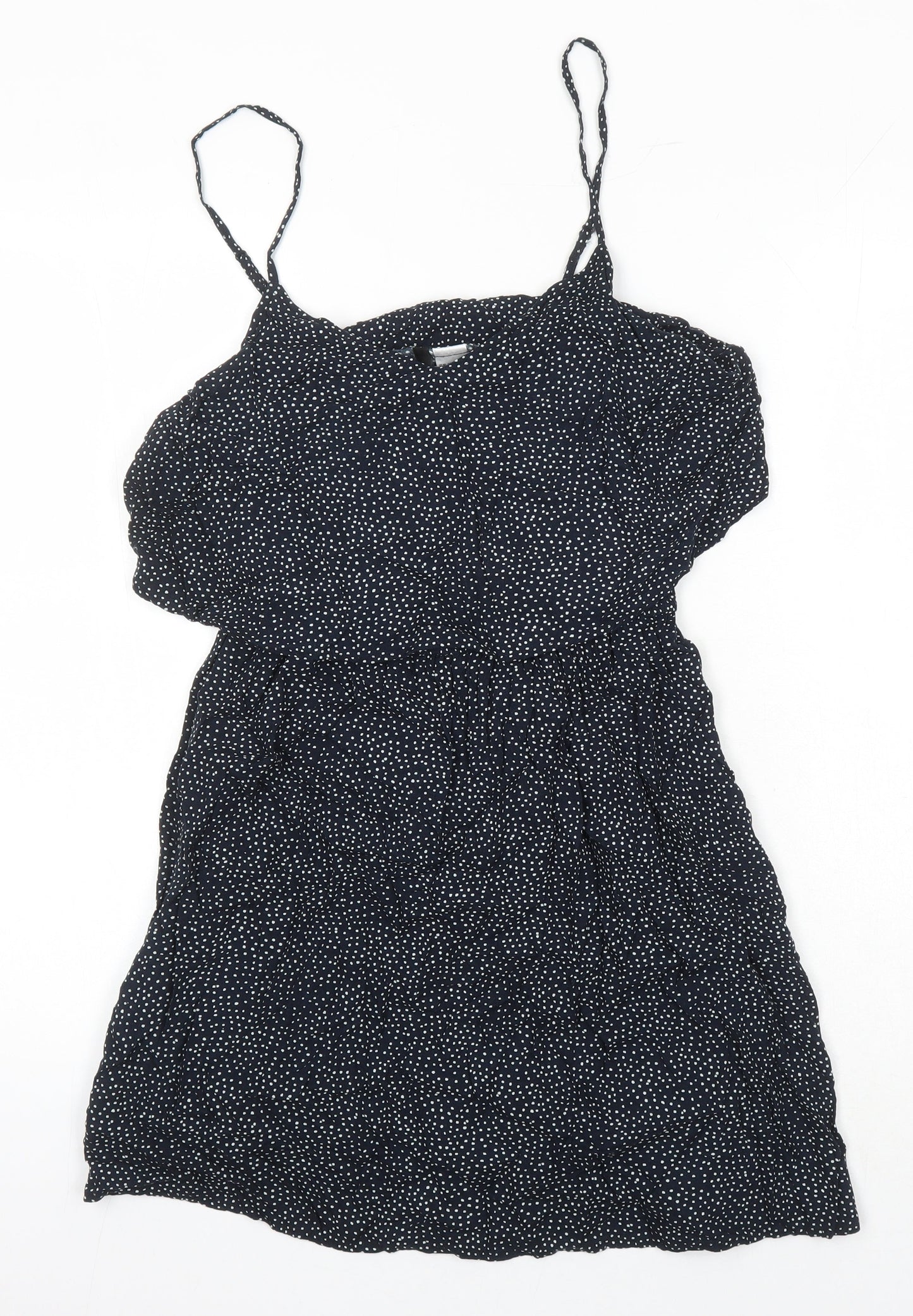H&M Womens Blue Plaid Trivinyl Mini Size 12 V-Neck