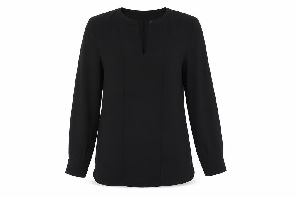Warehouse Womens Black Herringbone Polyester Tunic Blouse Size 10 Roll Neck