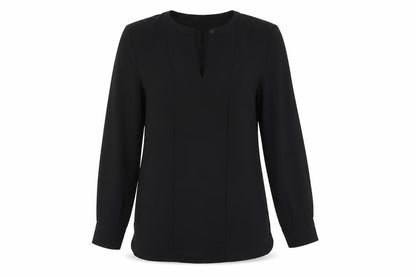 Warehouse Womens Black Herringbone Polyester Tunic Blouse Size 10 Roll Neck