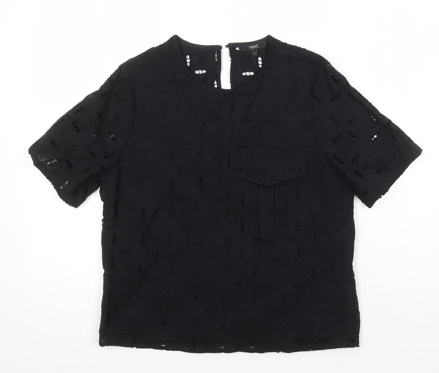 NEXT Womens Black 100% Cotton Tunic Blouse Size 8 Roll Neck