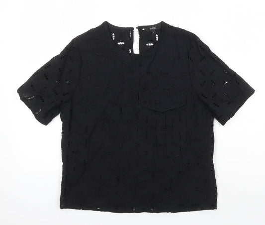 NEXT Womens Black 100% Cotton Tunic Blouse Size 8 Roll Neck