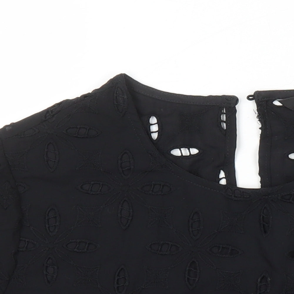 NEXT Womens Black 100% Cotton Tunic Blouse Size 8 Roll Neck