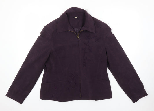 EWM Womens Purple Jacket Size 14 - Embroidered Detail