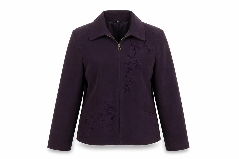 EWM Womens Purple Jacket Size 14 - Embroidered Detail