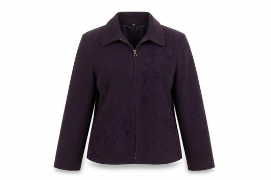 EWM Womens Purple Jacket Size 14 - Embroidered Detail