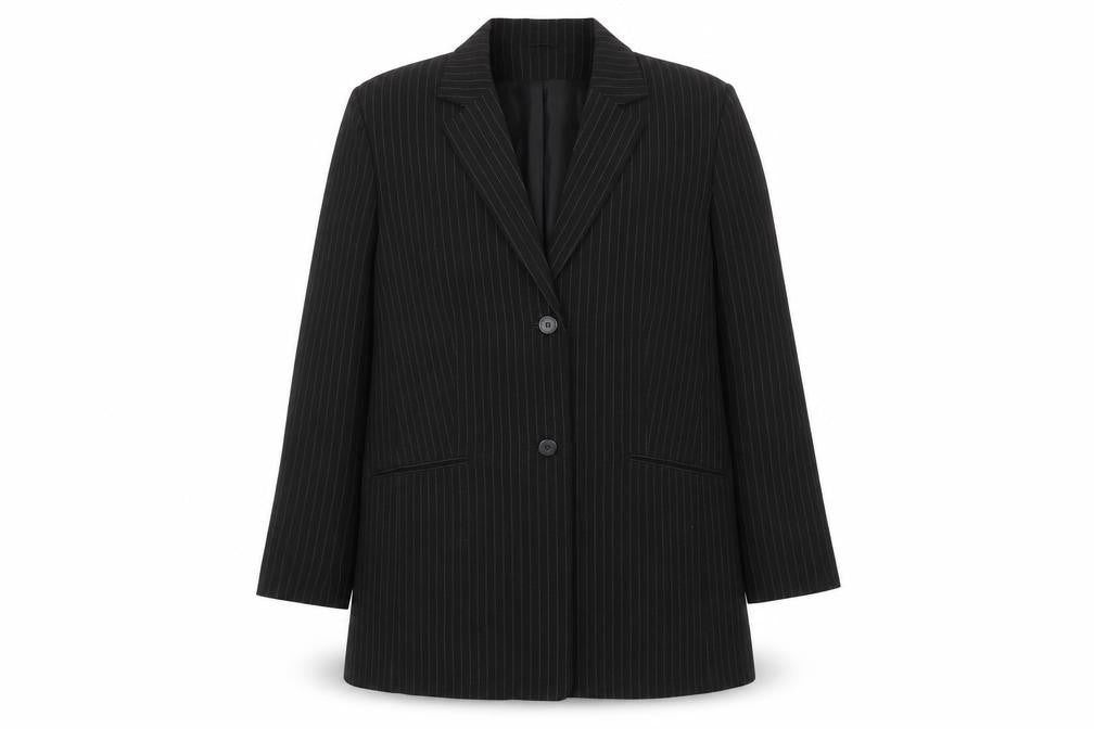 Agenda Womens Black Striped Jacket Blazer Size 16