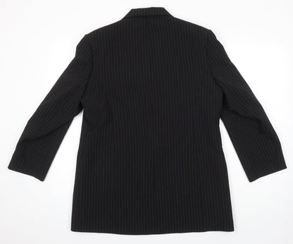 Agenda Womens Black Striped Jacket Blazer Size 16