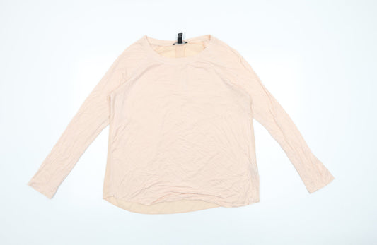 FOREVER 21 Womens Pink Polyester Basic T-Shirt Size L Round Neck