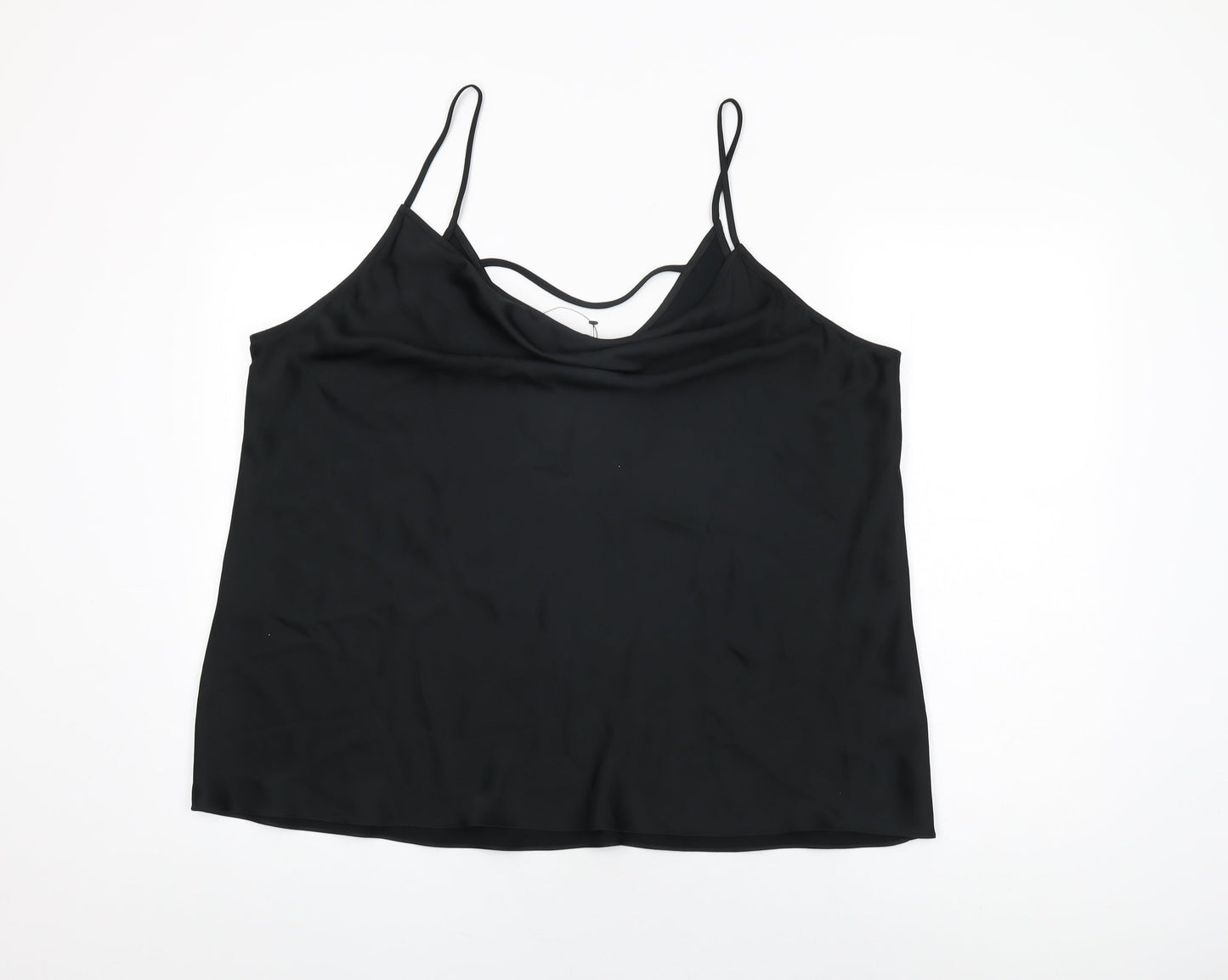 Marks and Spencer Womens Black Polyester Camisole T-Shirt Size 24 Cowl Neck