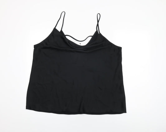 Marks and Spencer Womens Black Polyester Camisole T-Shirt Size 24 Cowl Neck