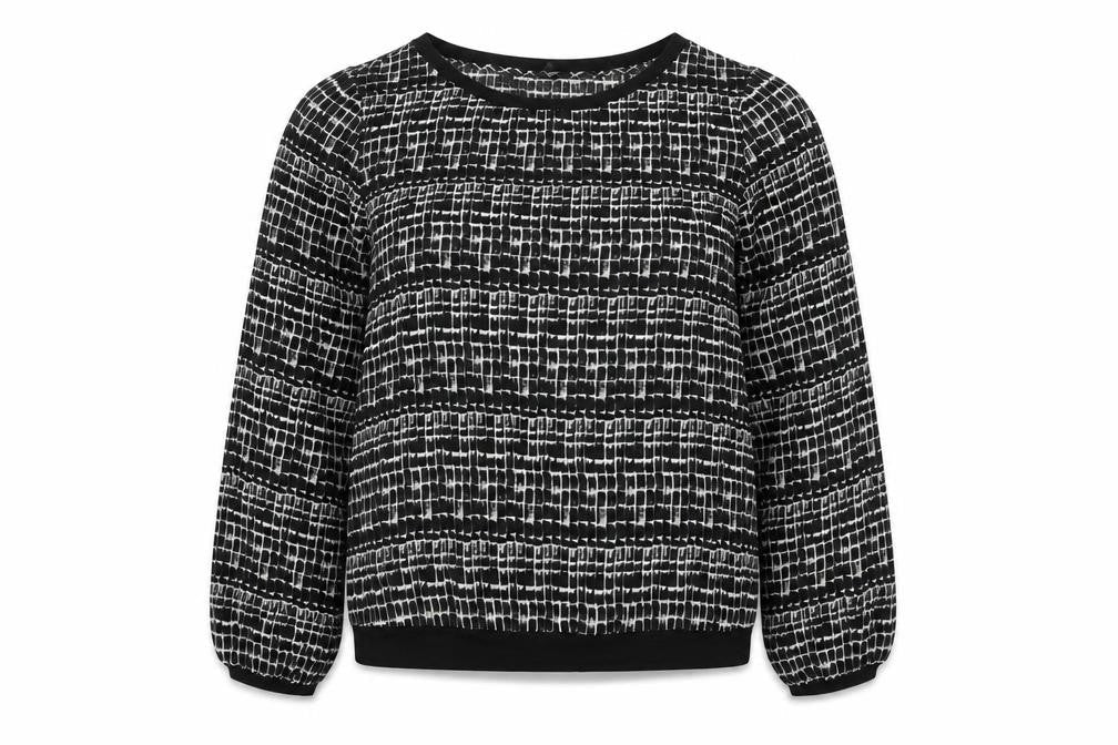 NEXT Womens Black Geometric Polyester Basic Blouse Size 12 Round Neck