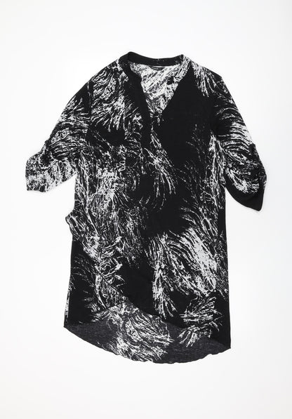 Additional front view of Roman women’s black geometric polyester shift, size UK 14, v-neck pullover
